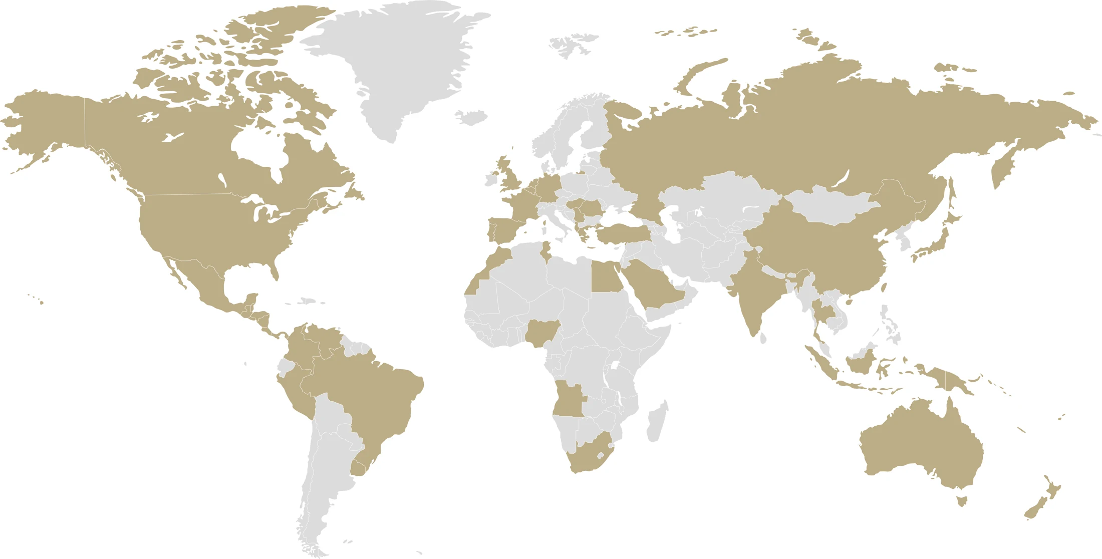 Carte du monde : pays où CENTURY 21 est présent